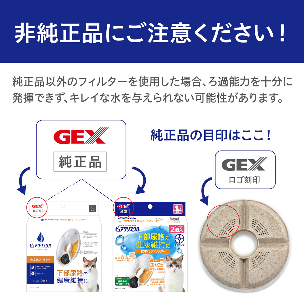 ピュアクリスタル 軟水化フィルター 全円 猫用 2個入 | ジェックス株式会社