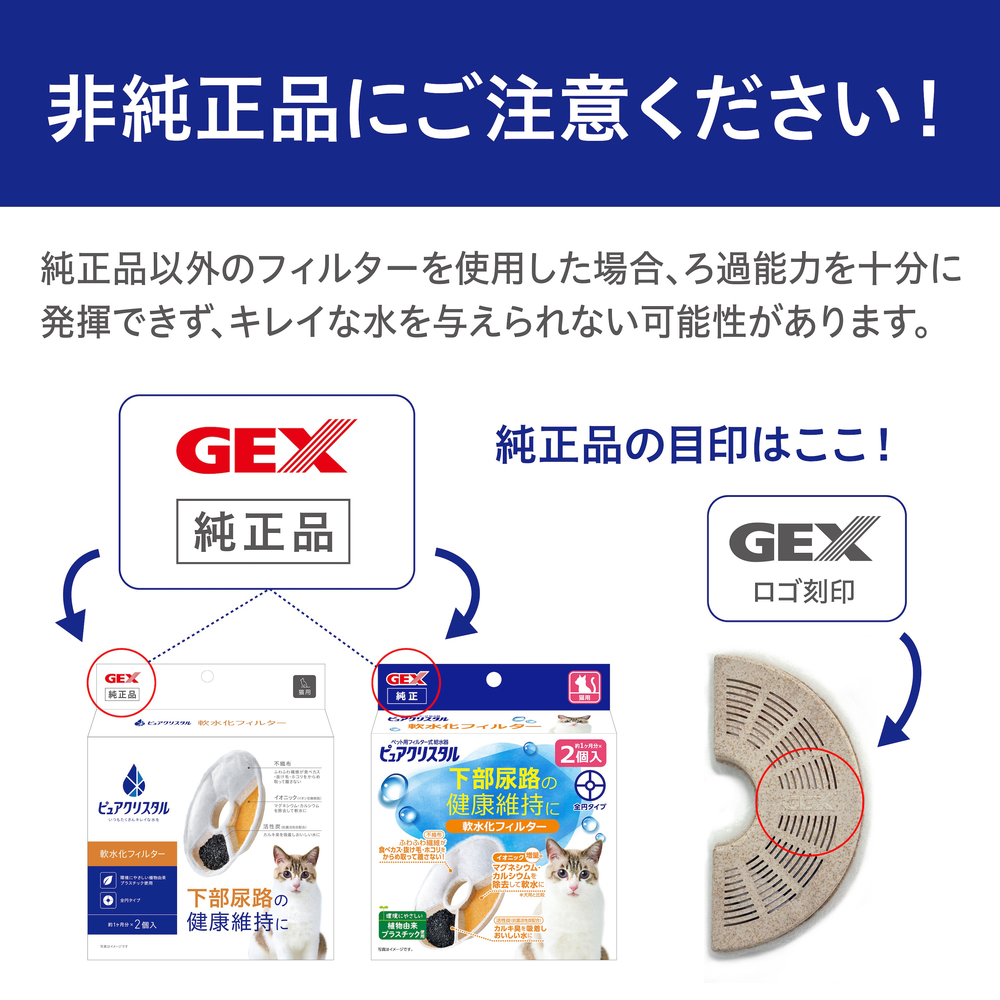ピュアクリスタル 軟水化フィルター 半円 猫用 3個入 | ジェックス株式会社