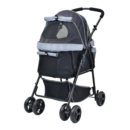 わんわんカート多頭用DXplus-N チェックブラックの画像